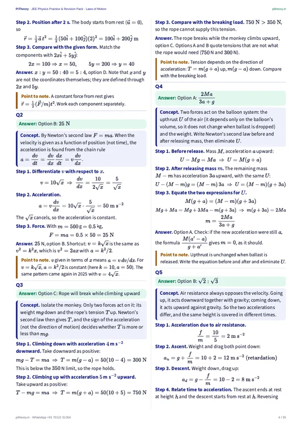 Step-by-step solutions with a point to note
